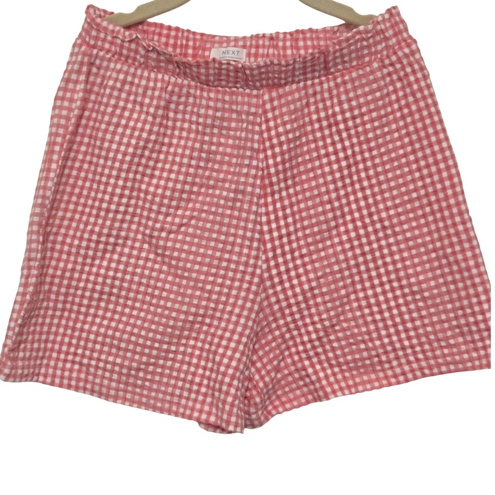 Next Pink White Gingham Seersucker Shorts Elastic Waist Cotton Girls 9 Years